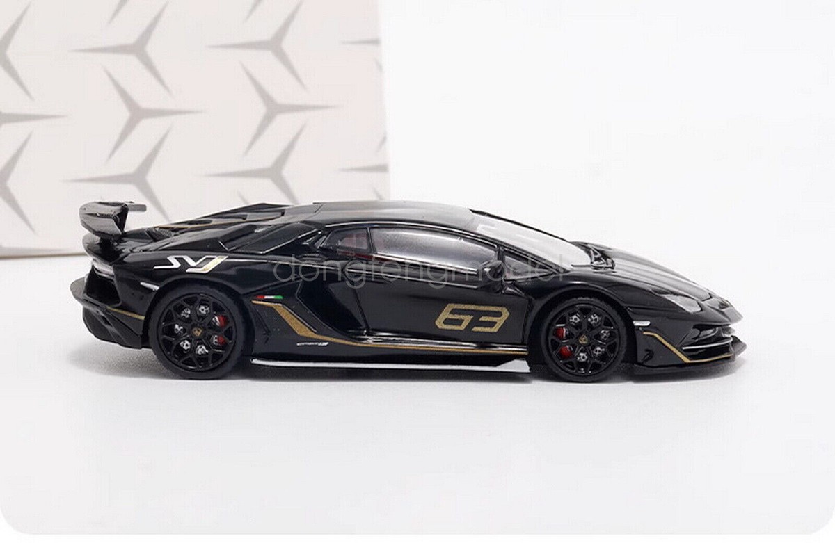 RM 1/64 Scale For Lamborghini Aventador SVJ #63 Black Diecast Car