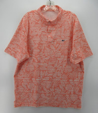 Vineyard Vines Polo Shirt Men Large Pink Performance Golf AOP Stretch Pullover
