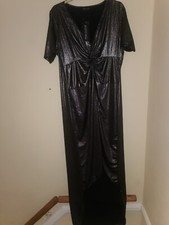  Metallic Silver Shortsleeve Dark Academia Midaxi Dress Size 18 Pink Clove