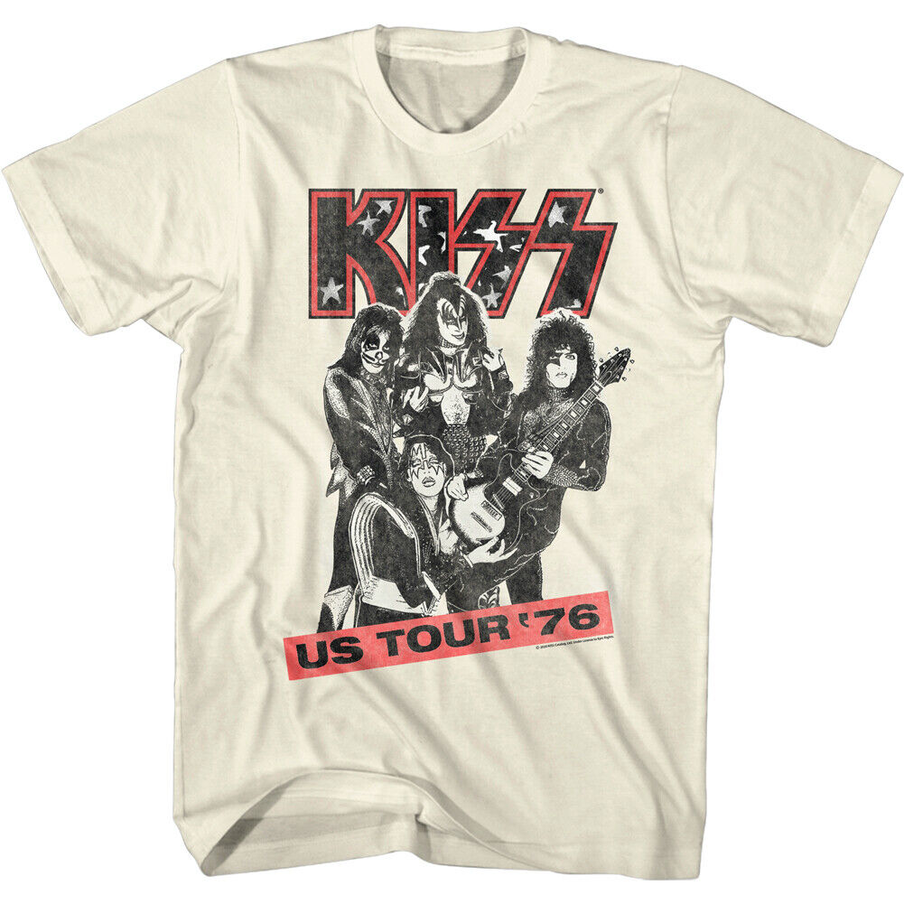 Kiss US Tour 76 Men's T Shirt Rock Band NYC Album Concert Kiss US Tour 76 Men's T Shirt Rock Band NYC Album Concert