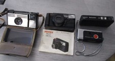 lot de 4 appareils photos, pentax lens, 2 agfamatic 2000 et 3000, kodak instamat