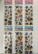 Bulk Buy 100 Pokemon Sticker Sheets - 3D Puffy Stickers New - Party Bag Fillers