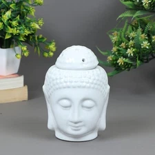 White Ceramic Buddha Head Fragrance Oil Warmer Lamp 5.5 Inc Fragrance Diffusers