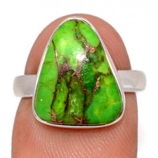 Composite Copper Green Turquoise 925 Sterling Silver Ring Jewelry s.6.5 CR74733