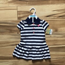 NWT Carter  s 2-Piece Baby Girl Striped Dress w/Diaper Cover Size: 9 Months 