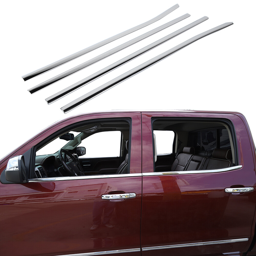 FOR 2014-18 CHEVY SILVERADO GMC SIERRA 4*WINDOW TRIM STRIP SIDE DOOR MOLDING KIT