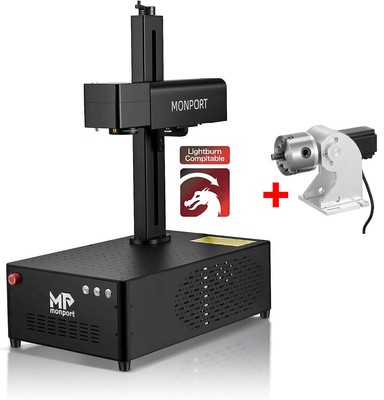 MONPORT JPT GI 30W MOPA 200mm Fiber Laser Engraver Marking Machine +Rotary Axis