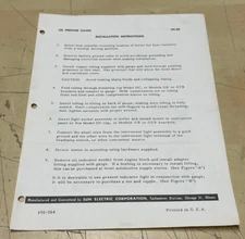 Vintage Original Sun Electric Corp Oil Pressure Gauge Installation Instructions