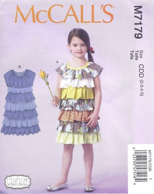 Girl's Layered Ruffle Summer Dress Sewing Pattern UNCUT Size 2 3 4 5 | eBay