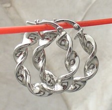 1" Thick Twisted Round Hoop Earrings Anti-Tarnish Real 925 Sterling Silver