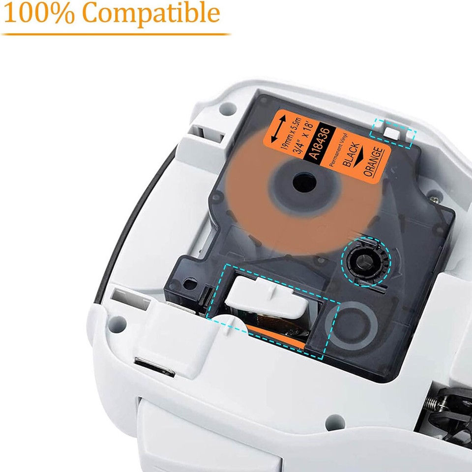 Compatible 18436 Industrial Permanent Label Tape 19mm for DYMO Rhino