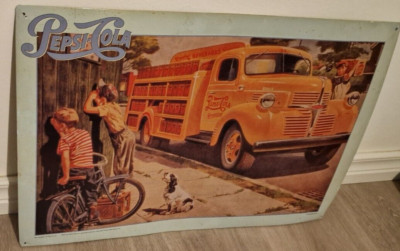 Vintage 50s Pepsicola Pepsi LKW Sign 60x40cm