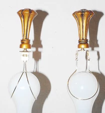 FINIALS PAIR OF 3"H  FANCY TALL HARD MOLDED RESIN FINIALS w/  BULB CLIP ADAPTERS