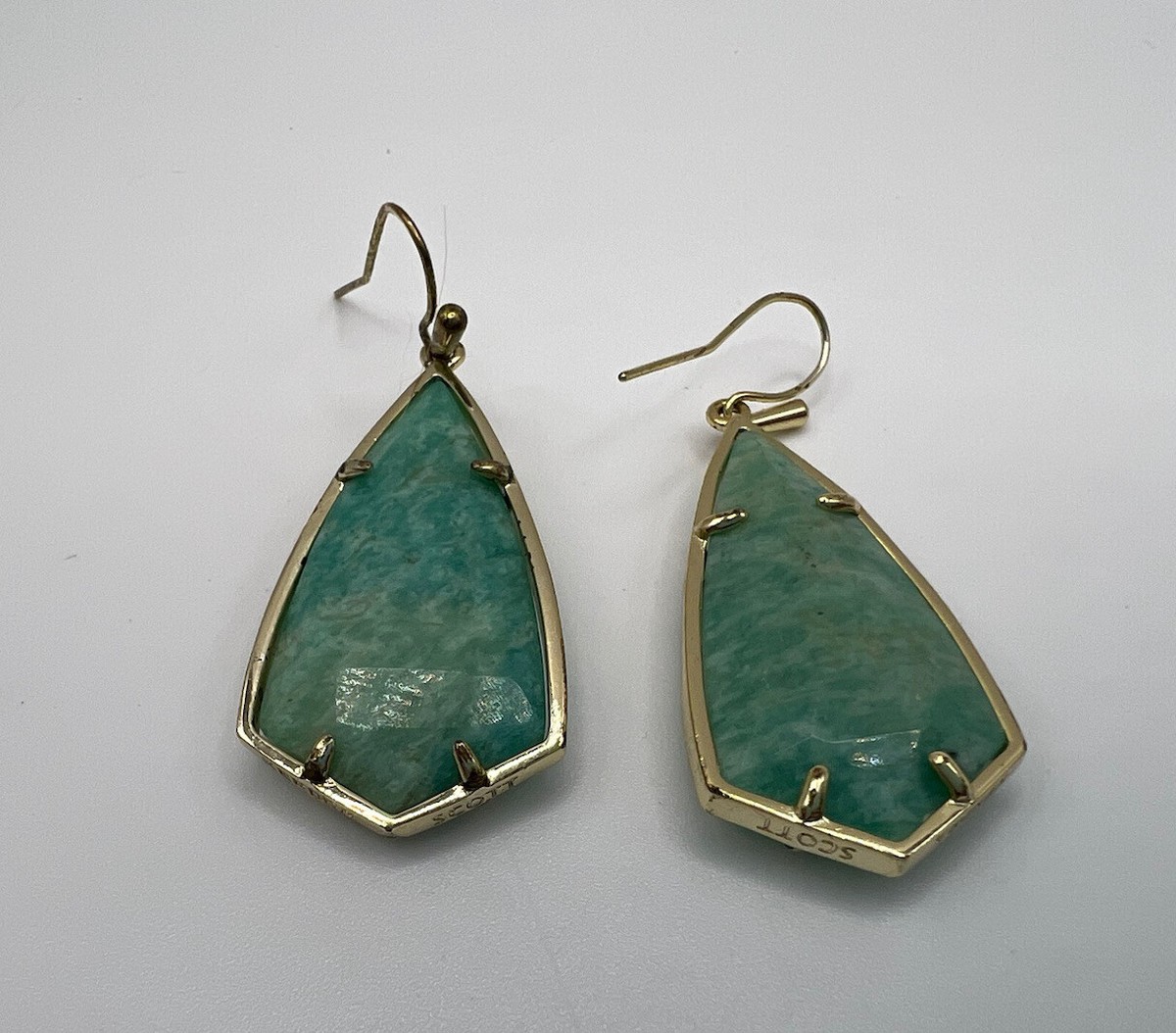 Kendra Scott Alex Teal Amazonite Gold Plated Statement Earrings
