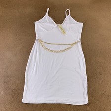 Urban Rose Women's Size Large White Jersey Chain Accented Bodycon Mini Dress NWT