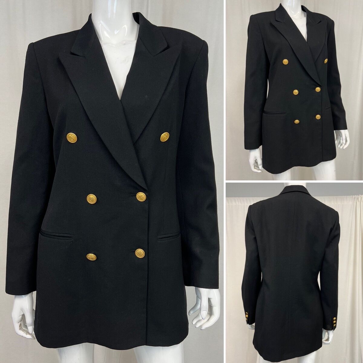 Women's Vintage Liz Claiborne Black Double Breasted Gold Button Blazer Jacket 8 | eBay Women's Vintage Liz Claiborne Black Double Breasted Gold Button Blazer Jacket 8 | eBay