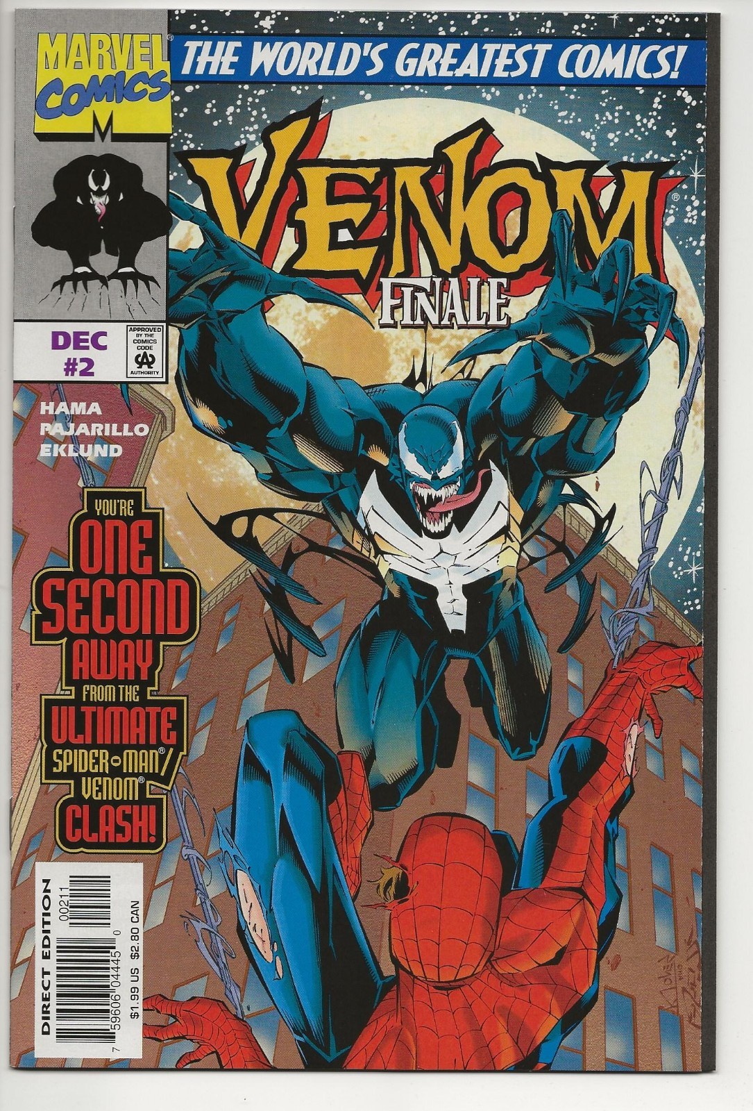 VENOM: FINALE #2 EN ESTADO BASTANTE BUENO/CASI NUEVO (MARVEL COMICS, 1997) ¡Spider-man Venom Clash!