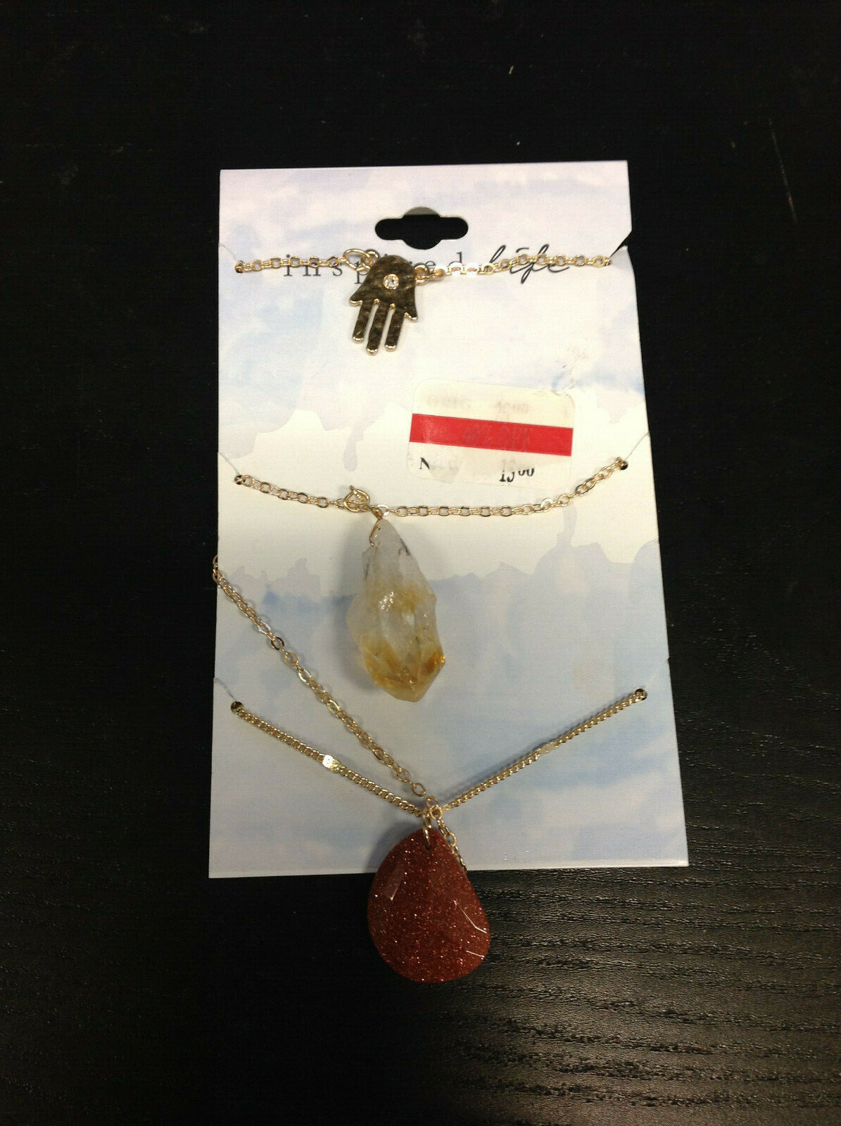 Вдохновленная жизнь Набор ожерелий из 3 предметов с Красным Агатом Многослойный диск Золотой Шарм 3290₽