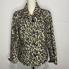 Chicos Womens Size 0 Small Long Sleeve Black Brown Animal Print Blazer Jacket