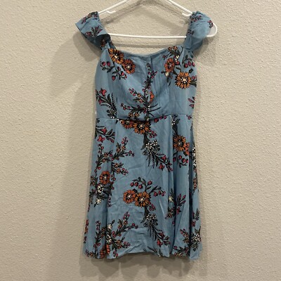 Lulus One Sweet Day Floral Off The Shoulder Blue Dress Size: S