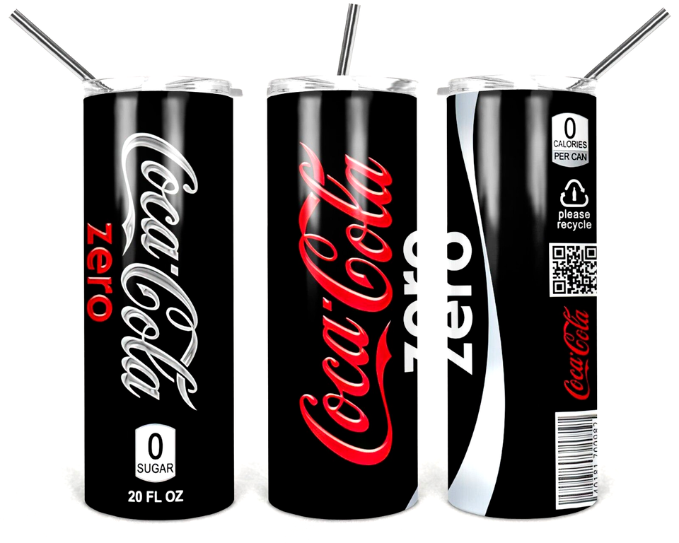COKE ZERO COCA-COLA POP SODA CAN 20 OZ STAINLESS STEEL TUMBLER CUP