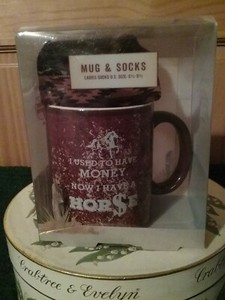 Cracker Barrel Coffee Mug And Socks I Used To Have Money Now I Have A Horse Ebay