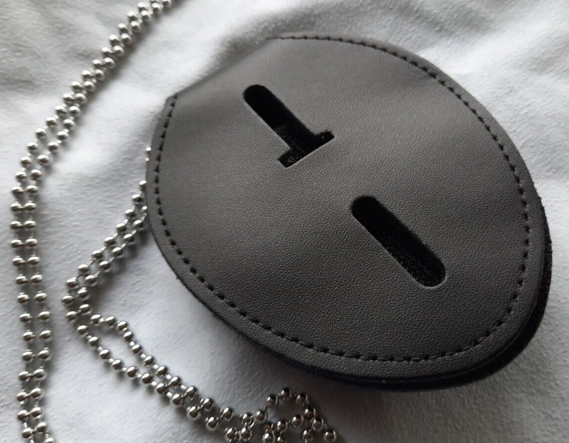 BADGE HOLDER Gürtel-Clip + Kette OVAL für Police Abzeichen USA Marke belt + neck