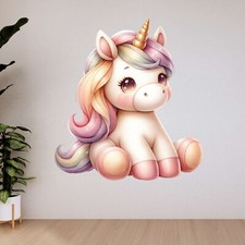 Adesivo murale acquerello unicorno, simpatico acquerello unicorno quadro murale, colorato