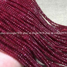 2 Pcs 2x4mm Faceted Brazil Red Jade Rondelle Gemstone Loose Beads 15" AAA 