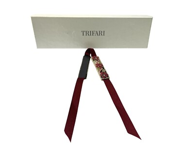 VTG TRIFARI Magnetic Enameled Rhinestones Floral Bookmark In Gift Box