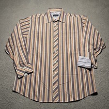 Ted Baker Button Shirt Mens 16.5 34/35 Stripe Colorful Preppy Retro Long Sleeve