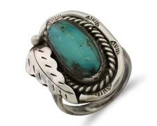 Navajo Handmade Ring 925 Silver Natural Turquoise Signed Jason Livingston C.80's