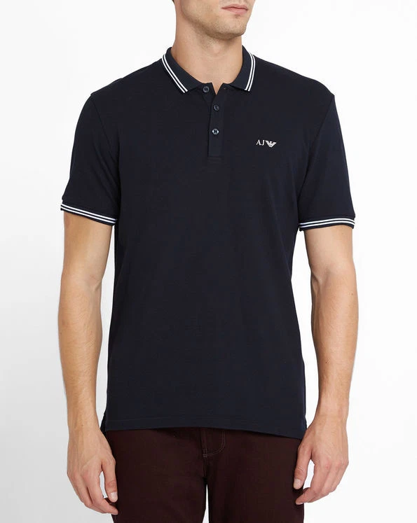 Armani Jeans Mens Navy Cotton Pique Slim Fit Polo Shirt All Sizes
