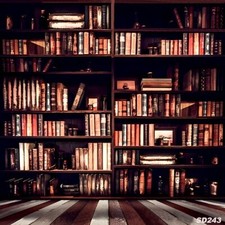 10'x10'CP Retro Wood Bookshelf Scene Microfiber Fabric background backdrop SD243