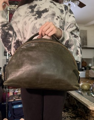 BORBONESE REDWALLBEAUTIFUL ITALIAN LEATHER SATCHEL #963912 EUC. OLIVE GREEN