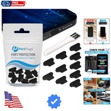 Anti Dust Plugs 10 Pack - includes Charging Port Cleaning Brush - Flat Design...