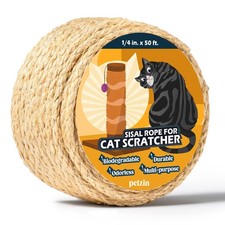 Pelzin Natural Sisal Rope for Cat Scratcher 1/4 inch by 50ft,