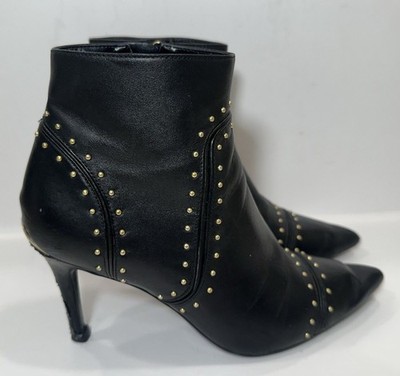Calvin Klein Grazia Studded Leather Ankle Booties Black Size 5.5