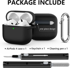 for Airpods 4 Case 2024 with Cleaner Kit,Soft Silicone Protective Cover for A...