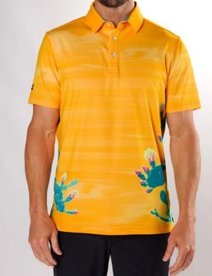 New Sunday Swagger Men's Phoenix Desert Golf Shirt Modern Fit Orange-Size  Medium