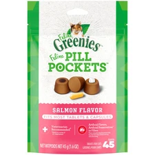 Feline Greenies Pill Pockets Salmon Flavor Cat Treats 1.6 oz Vet Recommended