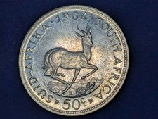 1964 South African Coins Mint Silver Brass Set Amazing Patina! Blue Purple! 