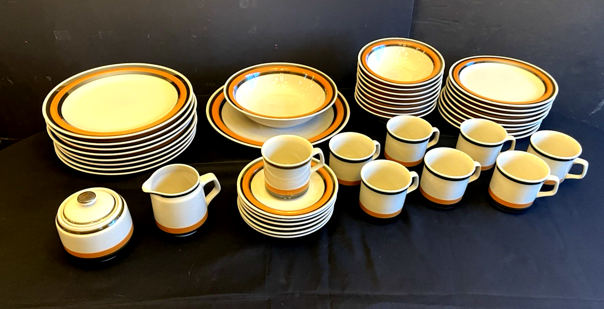 MCM 42 Pc 1960s Japan Society Collection Stoneware China 2-Tone