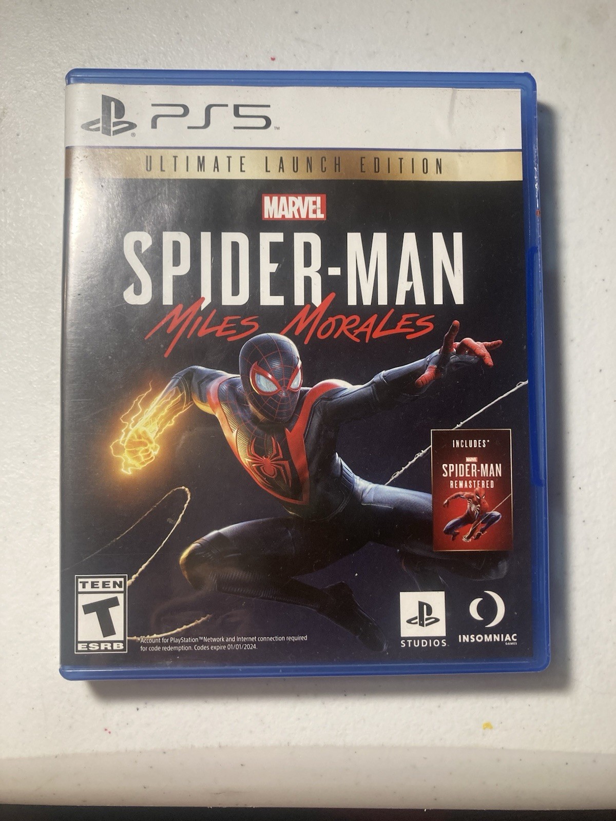 Spider-Man Miles Morales Ultimate Launch Edition PS4 PS5 Game ONLY No DLC Tested