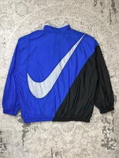 Vintage 90s Nike Men Sz XL Big Back Swoosh Windbreaker Light Jacket Blue Black