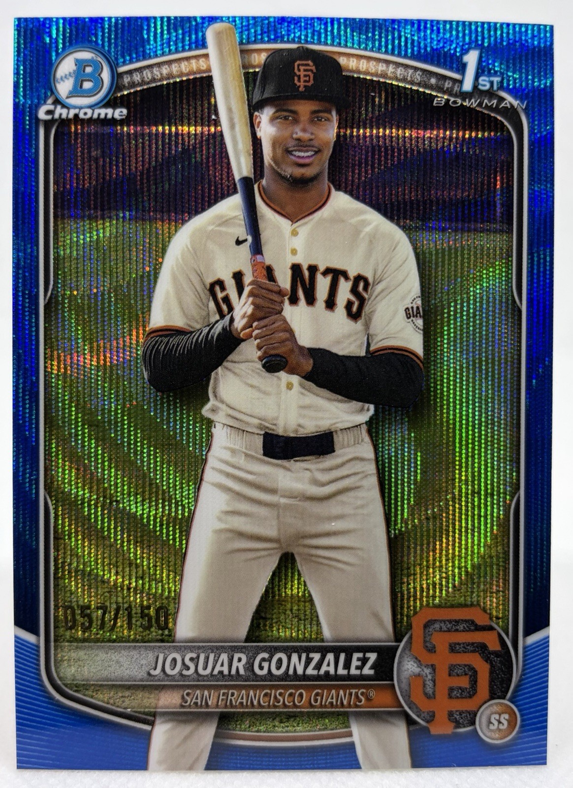 2025 Bowman Chrome Blue Wave Refractor Josuar Gonzalez /150 1st #BCP-153 Giants