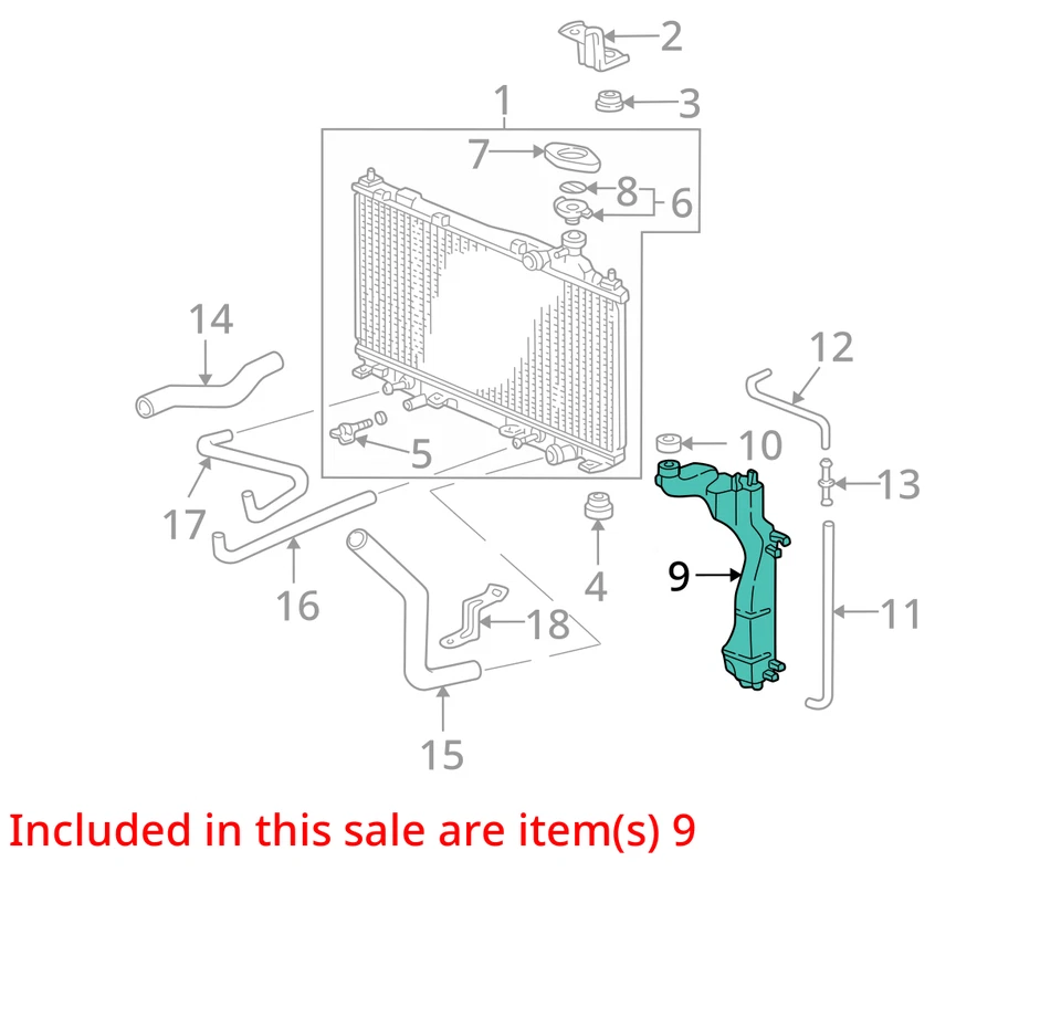 Honda Civic 2001 botella de desbordamiento de refrigerante OEM 118 k millas - LKQ393453647 Foto 4 de 4