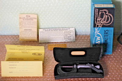 Neu unbenutzt Vintage M&W Mikrometer N. 965MZ Pearl Chrome Moore Wright 0,25 mm