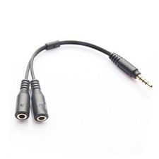 Compact Black Headset Splitter Adapter 3.5mm Female to Male for Mobile Phones