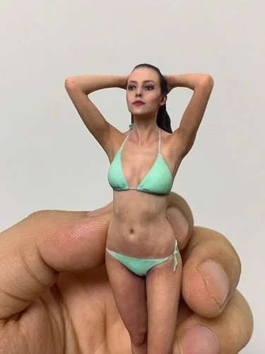 Figura in miniatura scena oggetti di scena 1/18 verde bikini bellezza ragazza diorama scultura resina - Foto 4 di 20